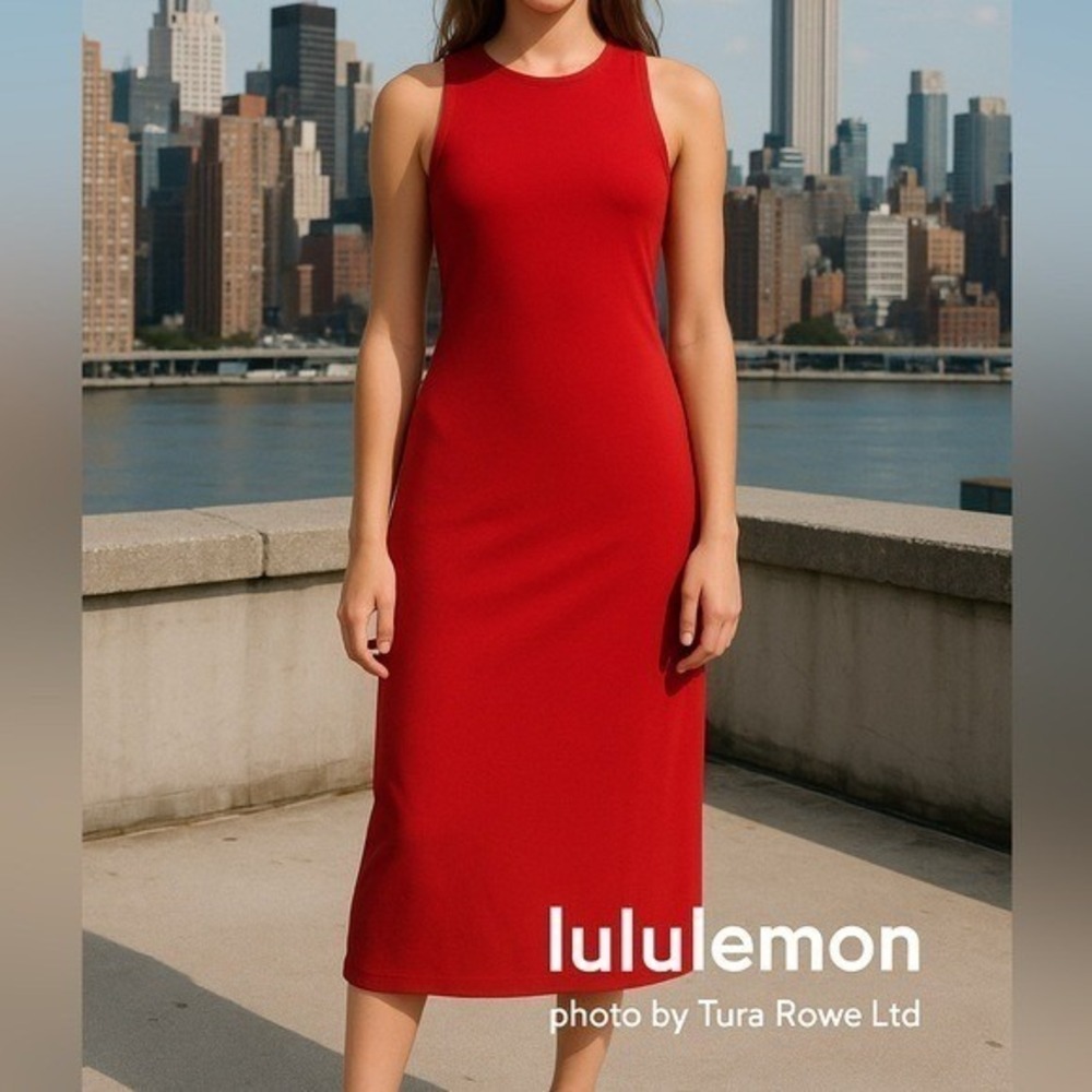 lululemon athletica Red Sleeveless Midi Tank Dress